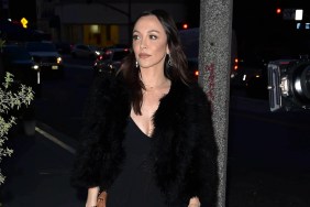 Farrah Aldjufrie walking outside in a black coat