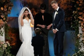 Theresa Nist and Gerry Turner standing at the wedding alter on the Golden Bachelor