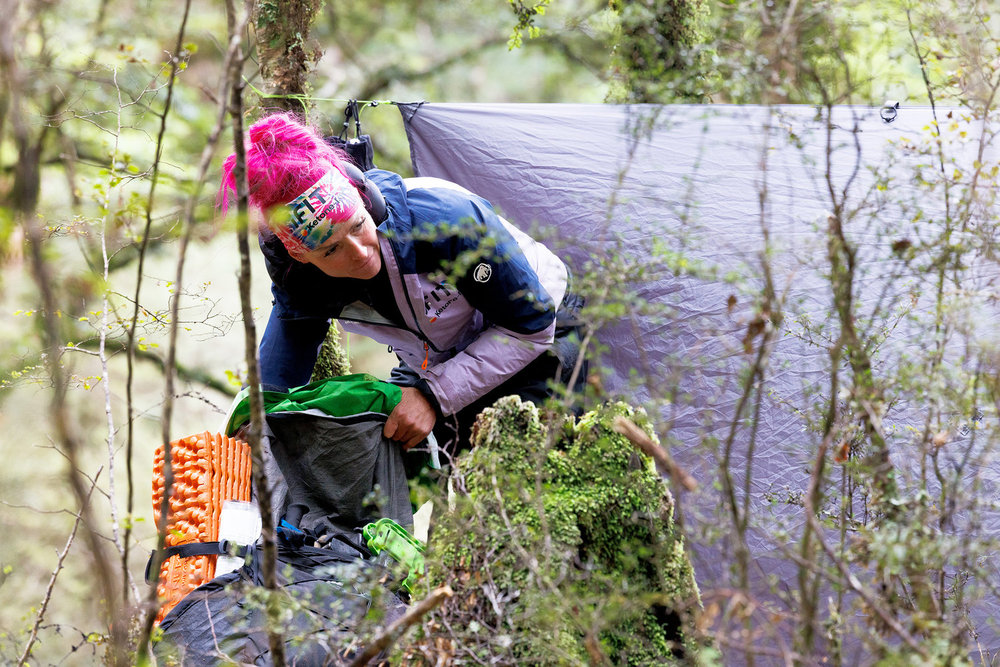 Ashley Paulson from Race to Survive: New Zealand emerging out of a tent 