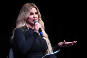 Kim Zolciak talking into a microphone