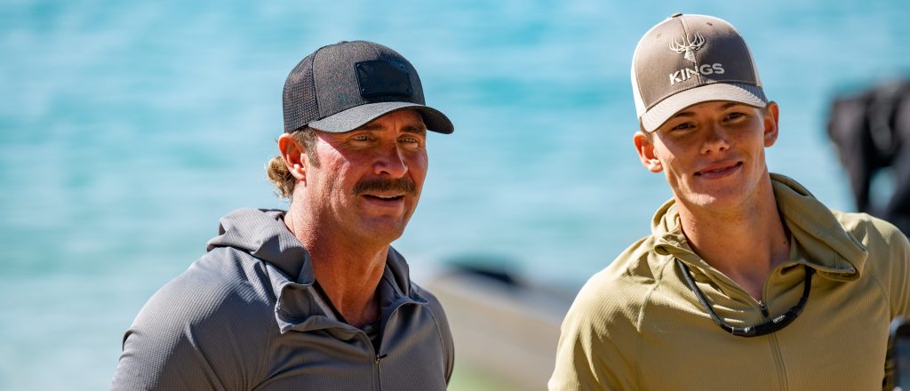 Ryan Stewart and Bronsen Iverson standing on the beach on Race to Survive: New Zealand