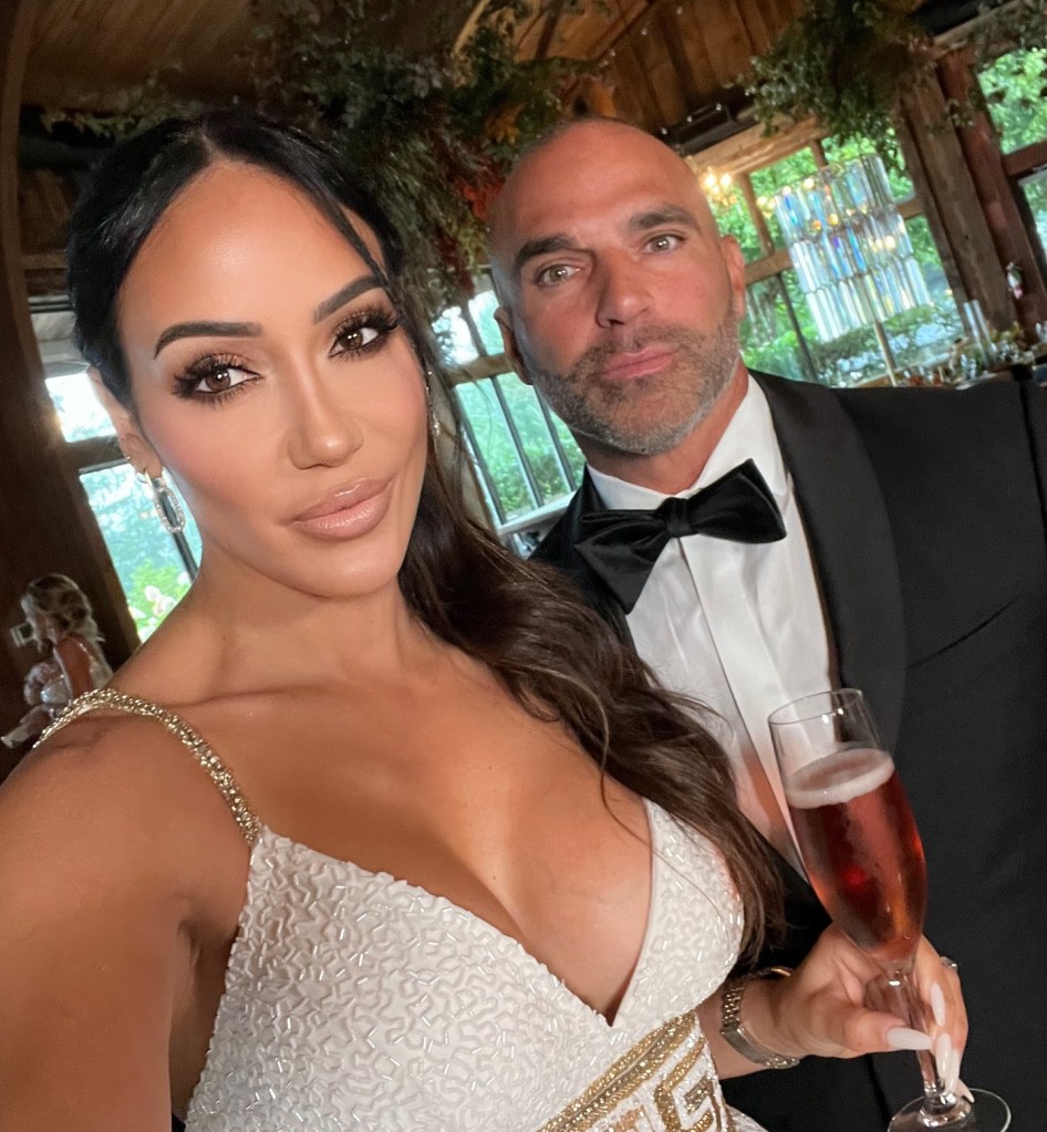 Melissa and Joe Gorga celebrating.