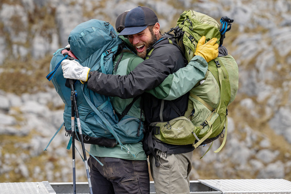 Ethan and Tyrie hugging during the Race to Survive: New Zealand finale 