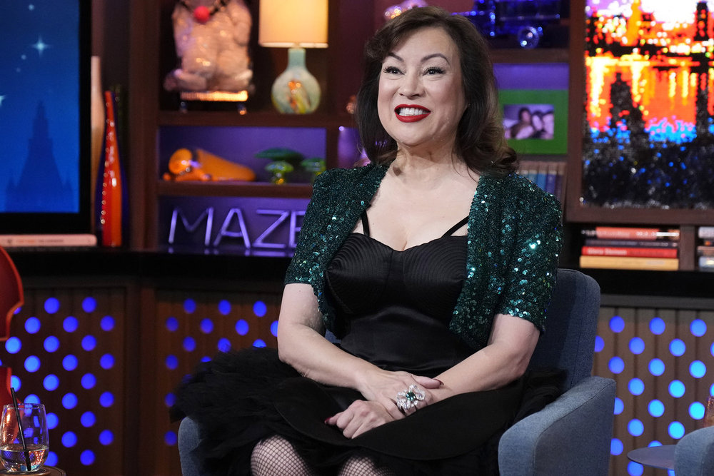 Jennifer Tilly looking overly excited on Watch What Happens Live.