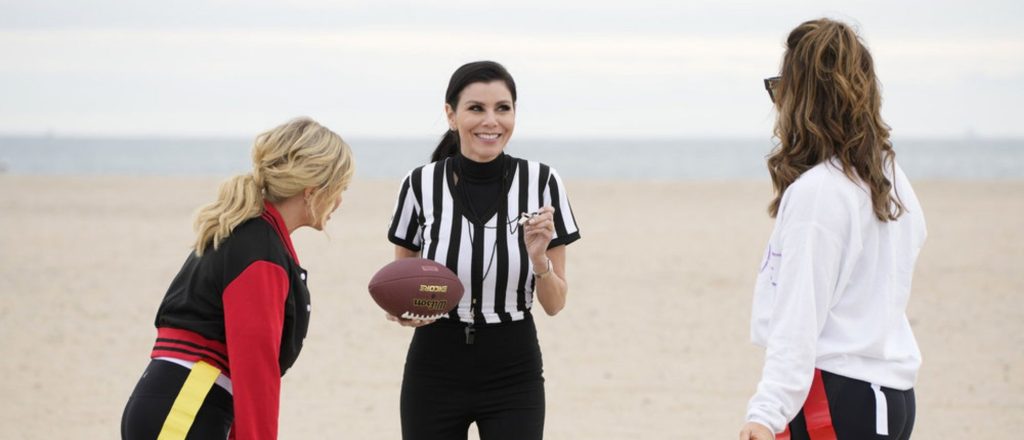 Heather Dubrow filming RHOC.