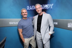 Andy Cohen and Ryan Serhant posing together at SiriusXM studios