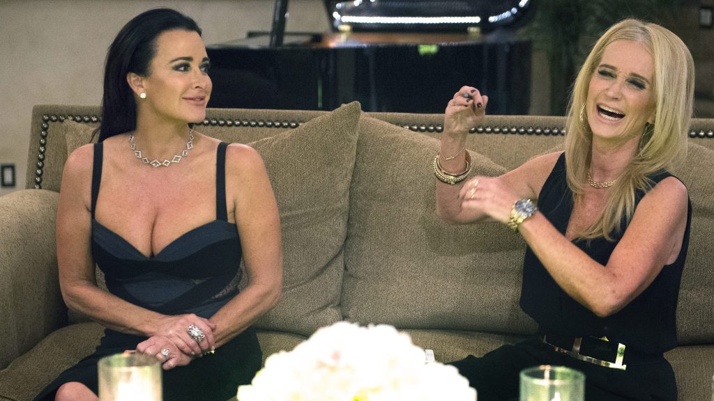 Kyle Richards with sister Kim Richards on Real Housewives of Beverly Hills