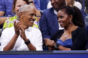 Former President of the United States Barack Obama and former First Lady Michelle Obama attend the men's singles first round match between Novak Djokovic of Serbia and Alexandre Muller of France during day one of the 2023 US Open at Arthur Ashe Stadium at the USTA Billie Jean King National Tennis Center on August 28, 2023 in the Flushing neighborhood of the Queens borough of New York City.