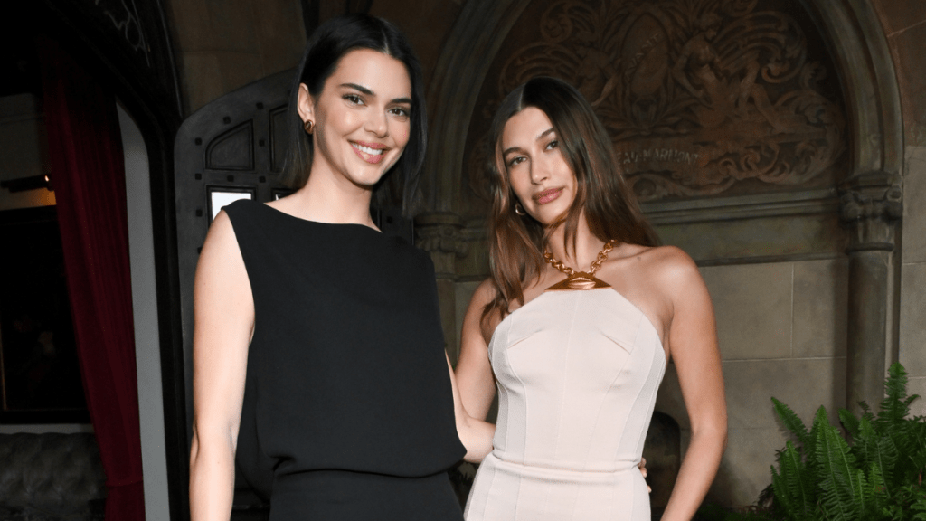 Kendall Jenner, Hailey Bieber at the Vogue World: Hollywood Announcement at Chateau Marmont on March 26, 2025 in West Hollywood, California.