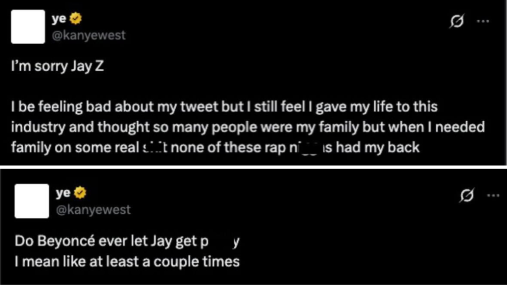 Kanye West Beyonce Jay-Z sex life tweets