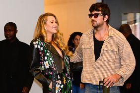 Blake Lively and Brandon Sklenar are seen outside CBS on August 05, 2024 in New York City.