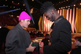Justin Bieber and Lil Nas X attend the 64th Annual GRAMMY Awards at MGM Grand Garden Arena on April 03, 2022 in Las Vegas, Nevada.