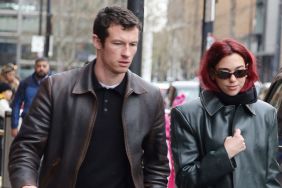 Dua Lipa and Callum Turner arriving at London St Pancras Station after taking the Eurostar from Paris on March 26, 2024 in London, England.
