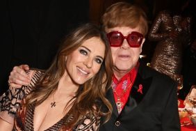 Elizabeth Hurley and Sir Elton John attend "The Devil Wears Prada Musical" charity gala night after party in support of the Elton John Aids Foundation at The British Museum on December 1, 2024 in London, England.