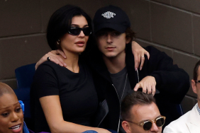 Kylie Jenner and actor Timothée Chalamet look on during the Men's Singles Final match between Novak Djokovic of Serbia and Daniil Medvedev of Russia on Day Fourteen of the 2023 US Open at the USTA Billie Jean King National Tennis Center on September 10, 2023 in the Flushing neighborhood of the Queens borough of New York City.