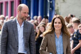 Prince William, Prince of Wales, known as the Duke of Rothesay when in Scotland and Catherine, Princess of Wales, known as the Duchess of Rothesay when in Scotland arrive for a visit to a local market on April 29, 2025 in Tobermory, Scotland.