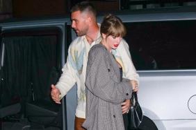 Travis Kelce and Taylor Swift leaving the SNL after party