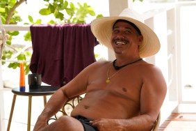 Boston Rob with his shirt off and wearing a hat on Deal or No Deal Island