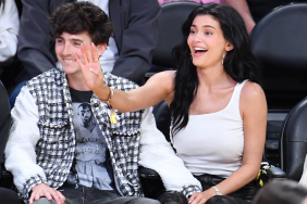 Timothee Chalamet and Kylie Jenner attend a basketball game between the Los Angeles Lakers and the Minnesota Timberwolves at Crypto.com Arena on April 30, 2025 in Los Angeles, California.