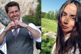 Actor Tom Cruise makes a sign of a heart to fans during a break in the shooting of the film Mission Impossible 7- Lybra. The seventh installment in the Mission Impossible film series is to be released in 2021, Ana de Armas