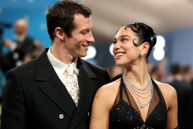 Callum Turner and Dua Lipa attend the 2025 Met Gala Celebrating "Superfine: Tailoring Black Style" at Metropolitan Museum of Art on May 05, 2025 in New York City.