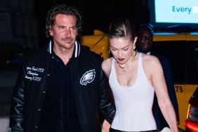 Bradley Cooper (L) and Gigi Hadid are seen attending her 30th Birthday at Le Chalet in Midtown on April 25, 2025 in New York City.