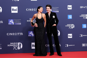 Kylie Jenner and Timothée Chalamet attend the red carpet during the 70th David Di Donatello at Cinecitta Studios on May 07, 2025 in Rome, Italy.