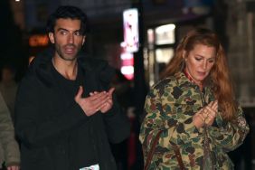 Justin Baldoni and Blake Lively are seen on the set of 'It Ends with Us' on January 12, 2024 in Jersey City, New Jersey.