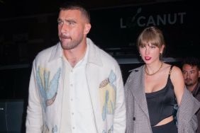 Travis Kelce and Taylor Swift arrive at SNL Afterparty on October 15, 2023 in New York City.