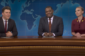 Colin Jost, Michael Che, Scarlett Johansson on Saturday Night Live