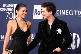 Timothée Chalamet and Kylie Jenner attend the red carpet during the 70th David Di Donatello at Cinecittà Studios on May 07, 2025 in Rome, Italy.