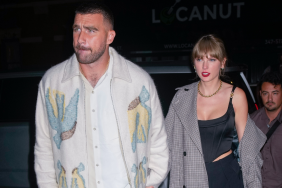 Travis Kelce and Taylor Swift arrive at SNL Afterparty on October 15, 2023 in New York City.