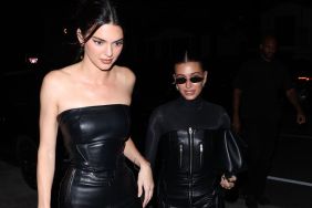 Kendall Jenner and Hailey Bieber are seen arriving for Kylie Jenner's KHY Dinner on October 26, 2023 in Santa Monica, CA, California.
