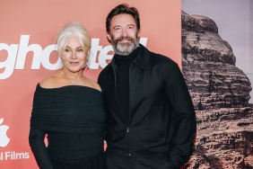 Deborra-Lee Furness and Hugh Jackman at the premiere of "Ghosted" held at AMC Lincoln Square on April 18, 2023 in New York City.