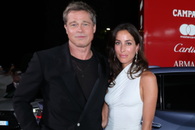 Brad Pitt and Ines de Ramon attend the "Wolfs" red carpet during the 81st Venice International Film Festival on September 01, 2024 in Venice, Italy.