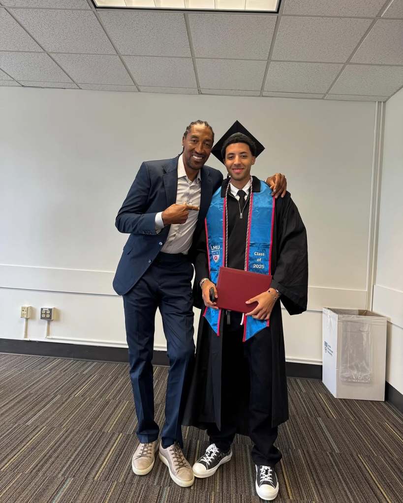 Scottie Pippen and Preston Pippen at Preston's graduation