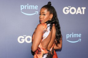 Jasmine Goode doing an over the shoulder pose at the premiere of Prime Video's The Goat