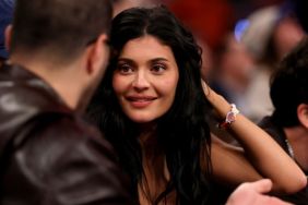 Kylie Jenner sits court-side during the fourth quarter in Game Four of the Eastern Conference Second Round NBA Playoffs between the Boston Celtics and the New York Knicks at Madison Square Garden on May 12, 2025 in New York City.