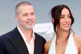 Brad Pitt and Ines de Ramon attend the Apple Original Films & Warner Bros. Pictures "F1" World Premiere in Times Square on June 16, 2025 in New York City.