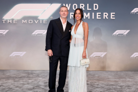 Brad Pitt and Ines de Ramon attend the World Premiere of F1® The Movie in Times Square on June 16, 2025 in New York City.