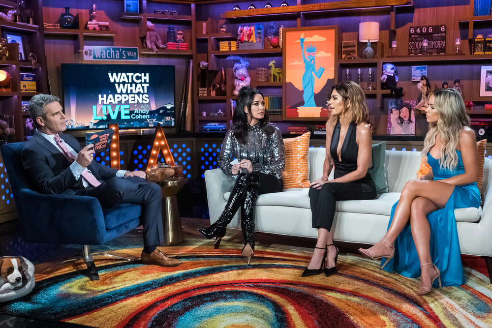 Andy Cohen,  Kyle Richards, Lisa Rinna, Teddi Mellencamp Arroyave